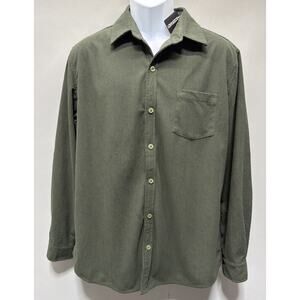 New COOFANDY Men's Corduroy Long Sleeve Button Down Shirt Green Size Medium